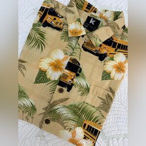 Tropical School Bus Print Hawaiian Shirt- Size XXL